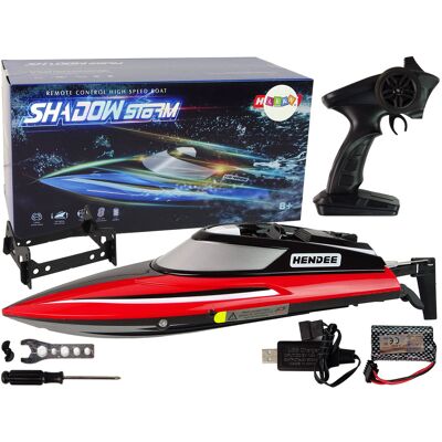 LEAN Toys Bestuurbare boot - speedboot - 20-25 km/u - R/C - rood, zwart LEAN Toys Bestuurbare boot - speedboot - 20-25 km/u - R/C - rood, zwart