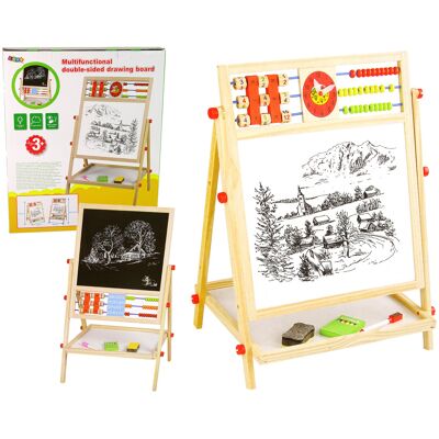 LEAN Toys Schoolbord - 36x43x1cm - hout - 2in1 - met telraam en alfabet LEAN Toys Schoolbord - 36x43x1cm - hout - 2in1 - met telraam en alfabet