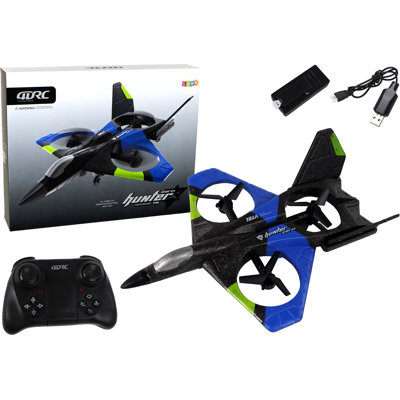 LEAN Toys RC vliegtuig - 37x5x28cm - met afstandsbediening - blauw zwart LEAN Toys RC vliegtuig - 37x5x28cm - met afstandsbediening - blauw zwart