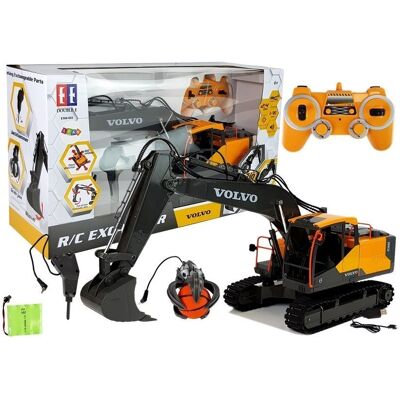 LEAN Toys RC graafmachine - 61x17x41cm - met grijper - oranje grijs LEAN Toys RC graafmachine - 61x17x41cm - met grijper - oranje grijs