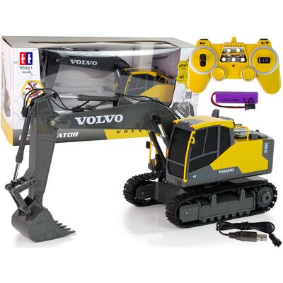 LEAN Toys RC graafmachine - Volvo - 38x12x18cm - met USB oplader - geel LEAN Toys RC graafmachine - Volvo - 38x12x18cm - met USB oplader - geel