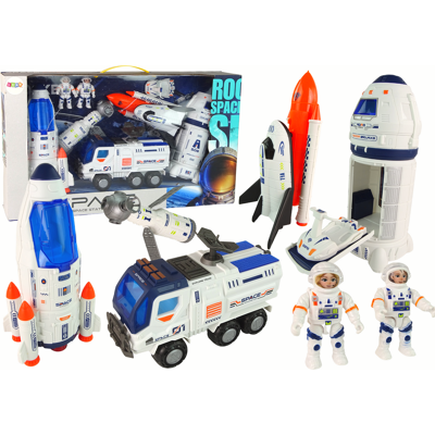 LEAN Toys Raket speelgoed - speelset - 8 delig - wit blauw LEAN Toys Raket speelgoed - speelset - 8 delig - wit blauw