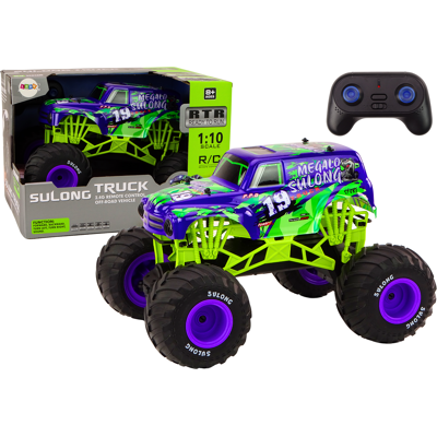 LEAN Toys Rc truck - paars/groen - 1:10 schaal - 38.5 x 32 x 28.5 cm LEAN Toys Rc truck - paars/groen - 1:10 schaal - 38.5 x 32 x 28.5 cm