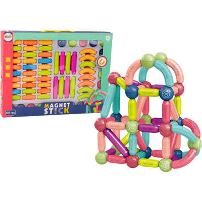 LEAN Toys Magnetische bouwstenen - 66 stuks - felle kleuren - 3D constructies LEAN Toys Magnetische bouwstenen - 66 stuks - felle kleuren - 3D constructies
