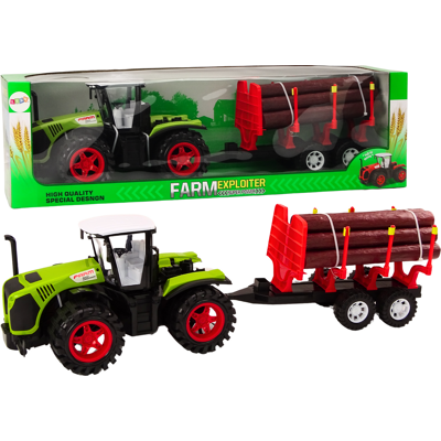 LEAN Toys Tractor speelgoed - 40x23x22 cm - met boomtrailer - educatief LEAN Toys Tractor speelgoed - 40x23x22 cm - met boomtrailer - educatief