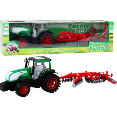LEAN Toys Tractor speelgoed - zwart/groen - 34x20x21 cm - met aanhangwagen LEAN Toys Tractor speelgoed - zwart/groen - 34x20x21 cm - met aanhangwagen
