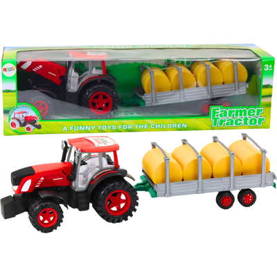 LEAN Toys Speelgoed tractor - rood - met aanhangwagen - 35.5x21x19 cm LEAN Toys Speelgoed tractor - rood - met aanhangwagen - 35.5x21x19 cm