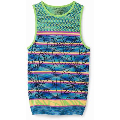 Gebreide damestanktop Desigual Blauw XL Gebreide damestanktop Desigual Blauw XL