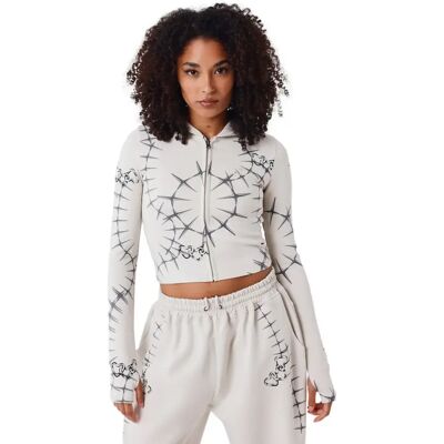 Sweatshirt met capuchon barbelet eyelet vrouw Project X Paris Gris S Sweatshirt met capuchon barbelet eyelet vrouw Project X Paris Gris S