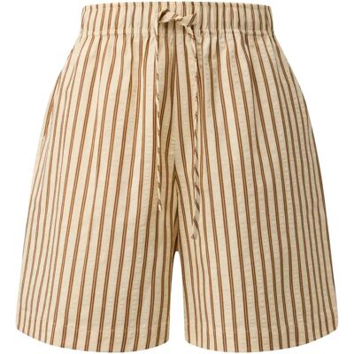 Korte gestructureerde bermuda van seersucker met strepen voor vrouwen COMMA Beige 34 Korte gestructureerde bermuda van seersucker met strepen voor vrouwen COMMA Beige 34