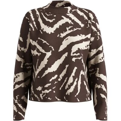 Dierenpatroon gebreide trui vrouw COMMA Marron 42 Dierenpatroon gebreide trui vrouw COMMA Marron 42