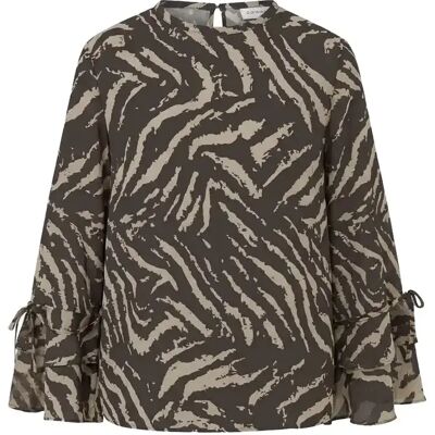 Vrouwelijke chiffonblouse met volantdetail COMMA Marron 40 Vrouwelijke chiffonblouse met volantdetail COMMA Marron 40