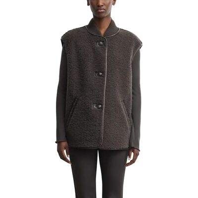 Dames Gilet teddy statement met contrasterende bies COMMA Marron S Dames Gilet teddy statement met contrasterende bies COMMA Marron S