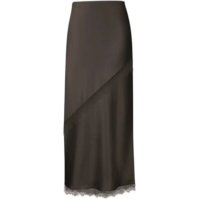 Rok lang met kantinzet vrouw COMMA Marron 32 Rok lang met kantinzet vrouw COMMA Marron 32