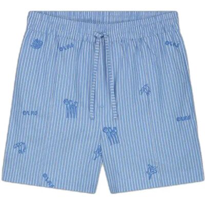 Gestreepte Geborduurde Short Olaf Hussein Bleu M Gestreepte Geborduurde Short Olaf Hussein Bleu M