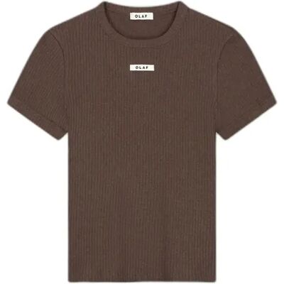 T-shirt met een strakke ribbelstof Olaf Hussein Marron M T-shirt met een strakke ribbelstof Olaf Hussein Marron M