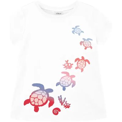 Reversibel T-shirt met glitters voor meisjes s.Oliver Blanc 6/7 jaar oud Reversibel T-shirt met glitters voor meisjes s.Oliver Blanc 6/7 jaar oud