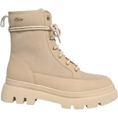 Leren laarzen met stevige zool en veters voor vrouwen s.Oliver Beige 38 Leren laarzen met stevige zool en veters voor vrouwen s.Oliver Beige 38