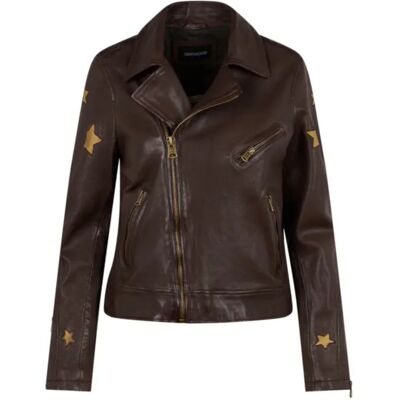 Leren jas voor vrouwen Oakwood ED Gold Stars Marron S Leren jas voor vrouwen Oakwood ED Gold Stars Marron S