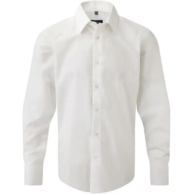 Katoenen shirt met lange mouwen Russell Athletic Oxford Blanc 4XL Katoenen shirt met lange mouwen Russell Athletic Oxford Blanc 4XL
