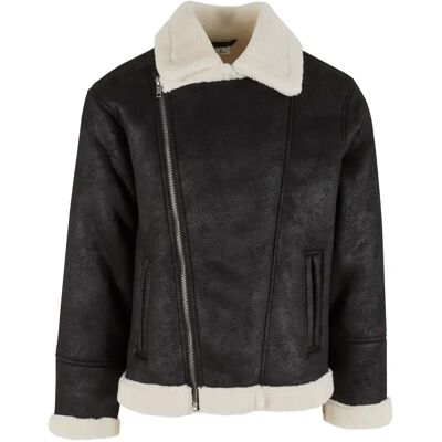 Leren motorjack van schapenleer Urban Classics Noir 2XL Leren motorjack van schapenleer Urban Classics Noir 2XL