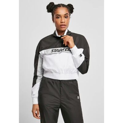 Dames pull-on jas Urban Classics starter colorblock Zwart M Dames pull-on jas Urban Classics starter colorblock Zwart M