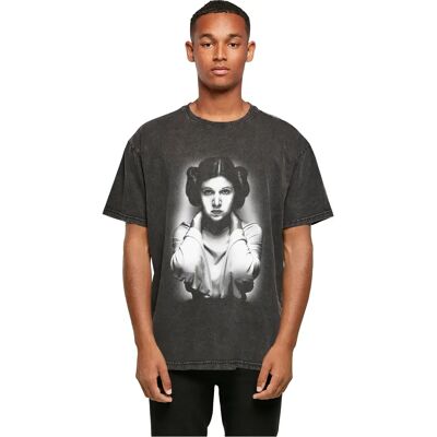 T-shirt Merchcode Star Wars Princess Leia Picture Acid Wash Heavy Noir XL T-shirt Merchcode Star Wars Princess Leia Picture Acid Wash Heavy Noir XL