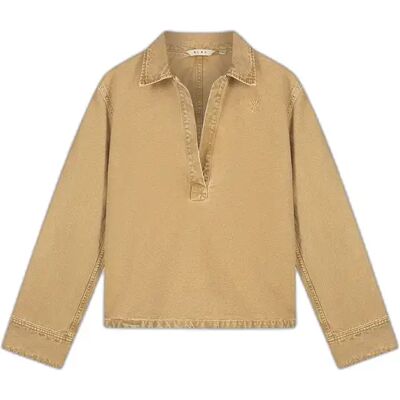 Verbleekte overshirt van canvas Olaf Hussein Monogramme Bronze S Verbleekte overshirt van canvas Olaf Hussein Monogramme Bronze S