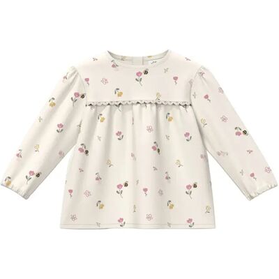 Trapeze-vorm Blouse van dubbele gaze met all-over print en poffende mouwen voor baby s.Oliver Beige 2 jaar Trapeze-vorm Blouse van dubbele gaze met all-over print en poffende mouwen voor baby s.Oliver Beige 2 jaar