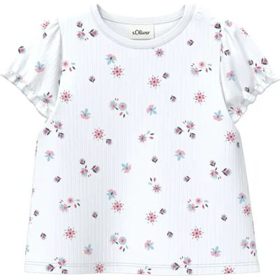 T-shirt met ribbelstructuur trapeziumvorm met pofmouwen en all-over print voor baby s.Oliver Blanc 2 jaar T-shirt met ribbelstructuur trapeziumvorm met pofmouwen en all-over print voor baby s.Oliver Blanc 2 jaar