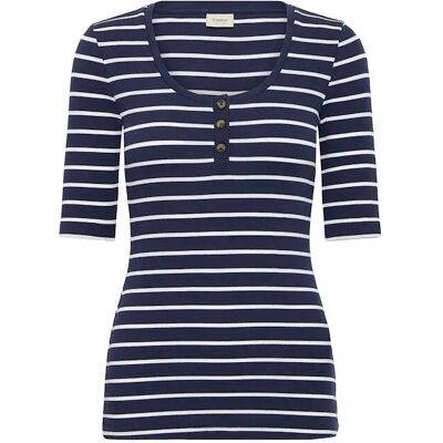 Dames-T-shirt fransa Hizamond Stripe 32 Bleu 2XL Dames-T-shirt fransa Hizamond Stripe 32 Bleu 2XL