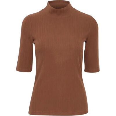 Dames-T-shirt fransa Henley Marron 2XL Dames-T-shirt fransa Henley Marron 2XL