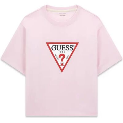 Dames-T-shirt Guess Boxy Iconic Violet L Dames-T-shirt Guess Boxy Iconic Violet L