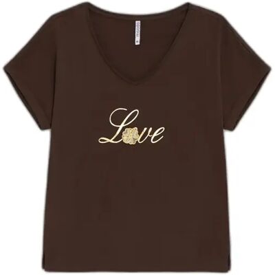 Dames-T-shirt Moodo L-TS-4959 Marron 2XL Dames-T-shirt Moodo L-TS-4959 Marron 2XL