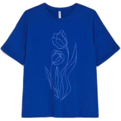 Dames-T-shirt Moodo L-TS-4966 Bleu 2XL Dames-T-shirt Moodo L-TS-4966 Bleu 2XL