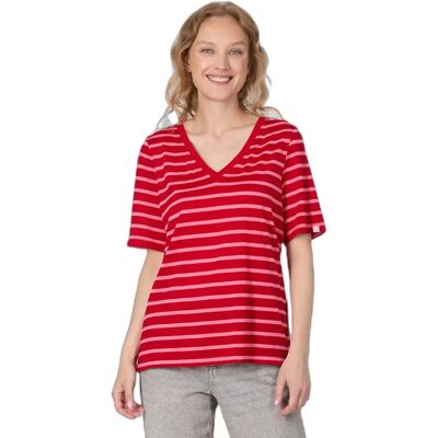 T-shirt dames Ragwear Salvie Stripes Rouge M T-shirt dames Ragwear Salvie Stripes Rouge M