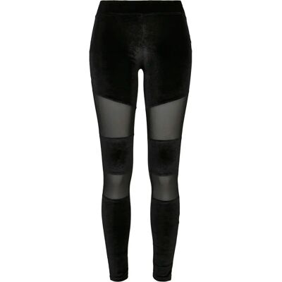 Dames legging Urban Classics velvet tech mesh Noir S Dames legging Urban Classics velvet tech mesh Noir S