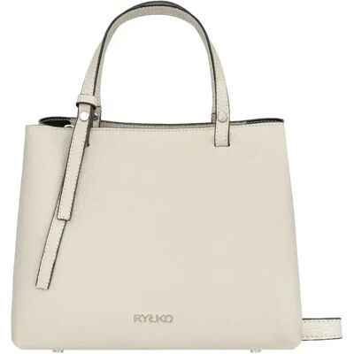 Handtas met zilverkleurige metalen accenten van leer voor vrouw Ryłko 120 cm Beige TU Handtas met zilverkleurige metalen accenten van leer voor vrouw Ryłko 120 cm Beige TU