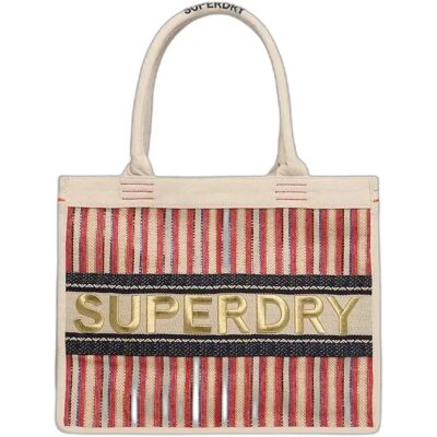 Luxe geborduurde handtas voor dames Superdry Beige TU Luxe geborduurde handtas voor dames Superdry Beige TU