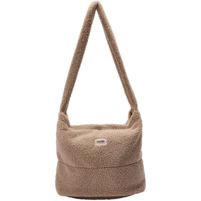 Dikke pluche schoudertas met magnetische sluiting voor dames s.Oliver Beige TU Dikke pluche schoudertas met magnetische sluiting voor dames s.Oliver Beige TU