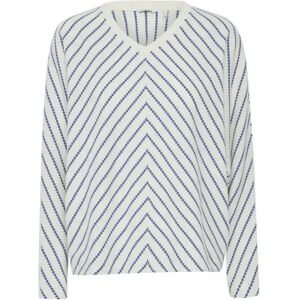 Gestreepte V-hals damespull b.young Byruni Sweat 2 Blanc XS Gestreepte V-hals damespull b.young Byruni Sweat 2 Blanc XS