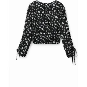 T-shirt court verzamelde bloemen vrouw Desigual Noir M T-shirt court verzamelde bloemen vrouw Desigual Noir M