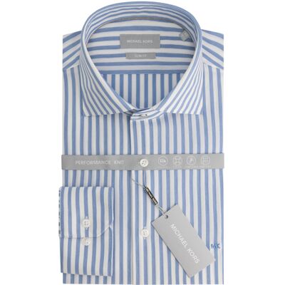 Shirt Michael Kors Japanese Perform Knit Stripe Slim Bleu 37 Shirt Michael Kors Japanese Perform Knit Stripe Slim Bleu 37
