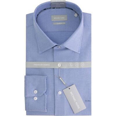 Slim fit shirt met 3 plooien Michael Kors 3D Dobby Blauw 38 Slim fit shirt met 3 plooien Michael Kors 3D Dobby Blauw 38