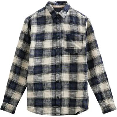 Gestreepte flanellen overshirt Anerkjendt Leif Bleu S Gestreepte flanellen overshirt Anerkjendt Leif Bleu S