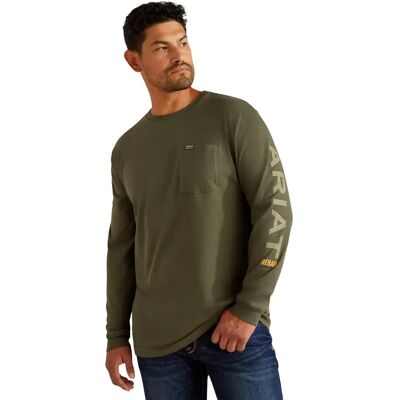 T-shirt met lange mouwen en zak Ariat Rebar Cotton Strong Standard Vert S T-shirt met lange mouwen en zak Ariat Rebar Cotton Strong Standard Vert S