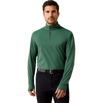 Paardrijshirt 1/4 zip Ariat SolVeil Vert S Paardrijshirt 1/4 zip Ariat SolVeil Vert S