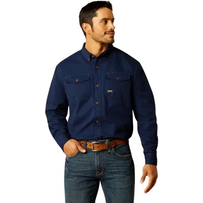 Werkjas Ariat Rebar Washed Twill Bleu S Werkjas Ariat Rebar Washed Twill Bleu S