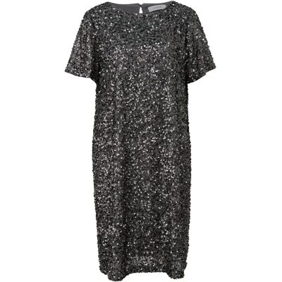 Korte Glinsterende Mousseline Jurk Dames COMMA Gris 40 Korte Glinsterende Mousseline Jurk Dames COMMA Gris 40