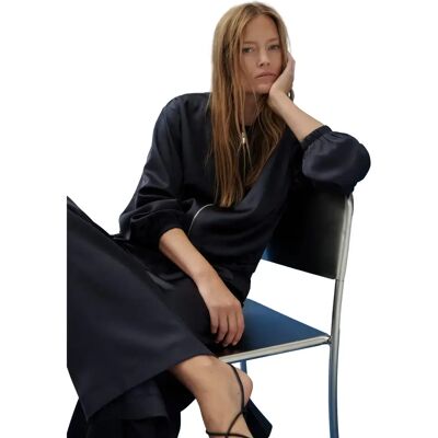 Korte luxe satijnen bomberjack voor vrouwen COMMA Bleu 46 Korte luxe satijnen bomberjack voor vrouwen COMMA Bleu 46